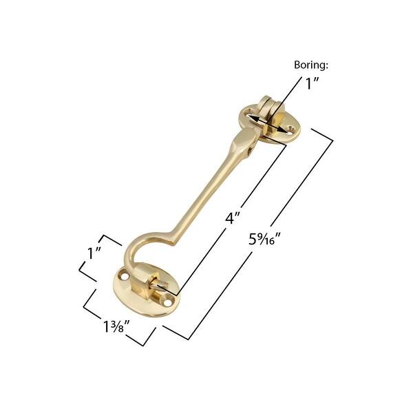 Solid Brass Cabin Eyelet Latches 4" L Heavy Swivel Pivot Style Hooks